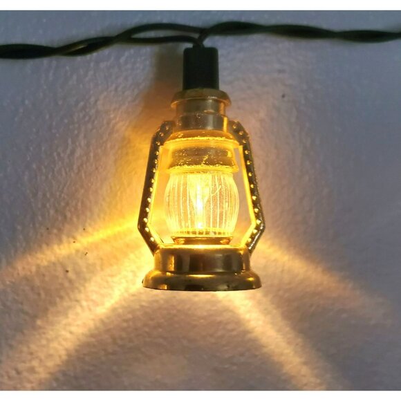 Vintage Mini Lantern String Lights 20 Warm White Bulbs Gold Lamp Yule Christmas - Picture 1 of 9